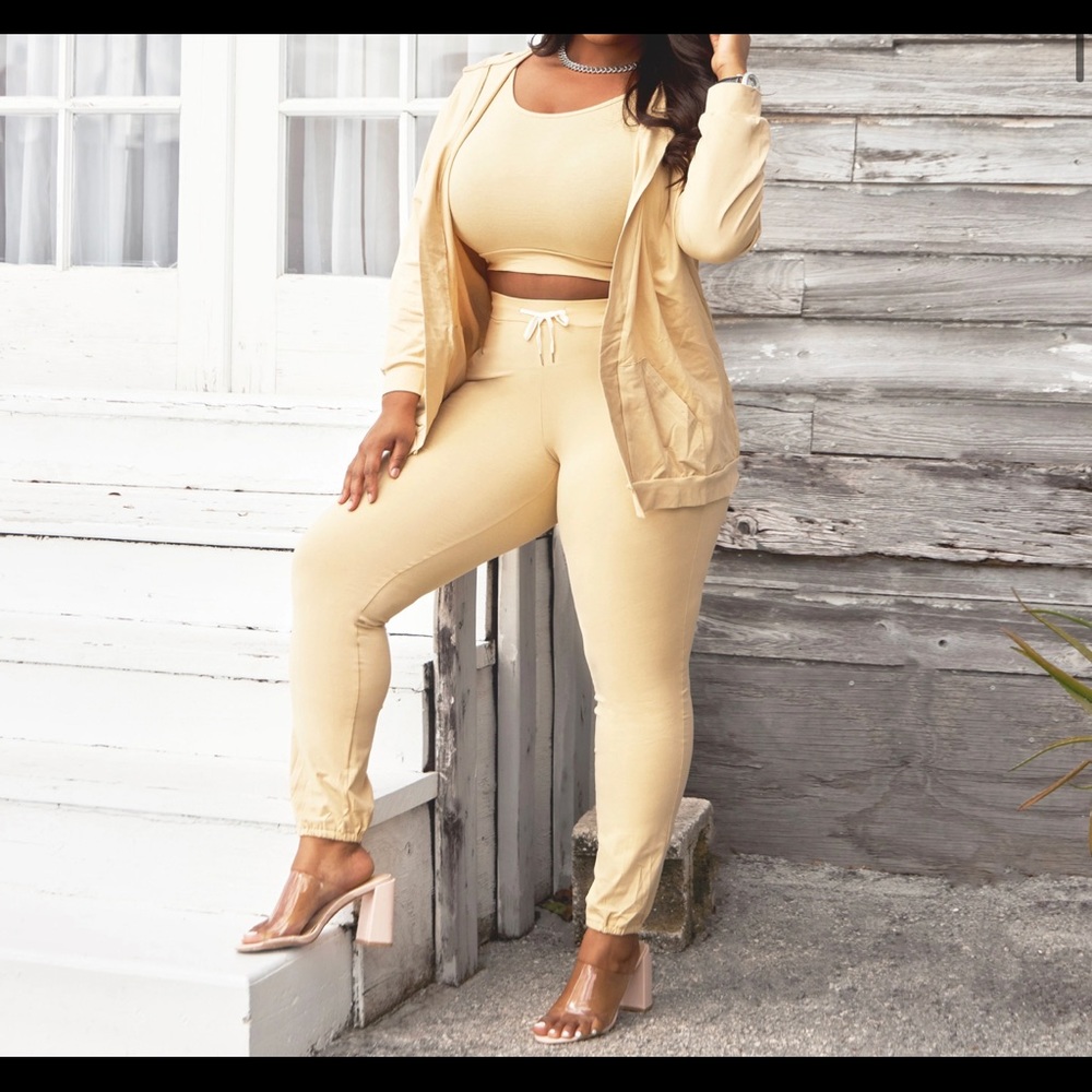 3 Piece Crop Top Jogger Set